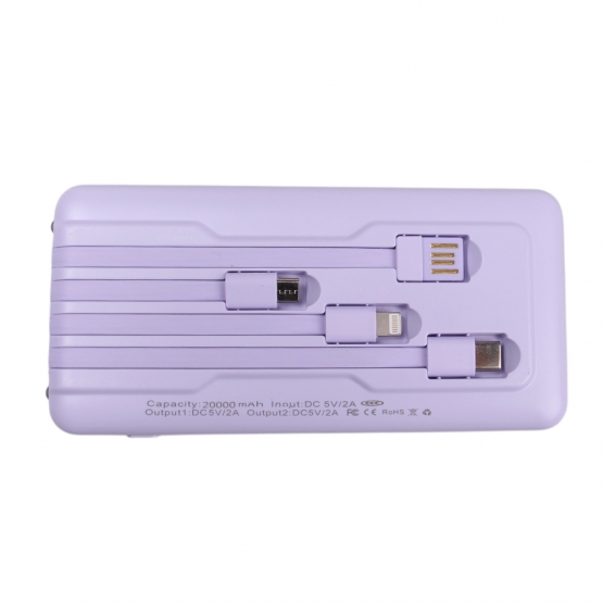 Powerbanka so svietidlom 4v1 20 000 mAh fialová
