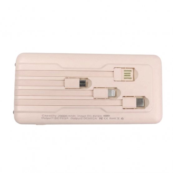 Powerbanka so svietidlom 4v1 20 000 mAh ružová