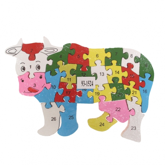 Vzdělávací drevené puzzle krava var.2