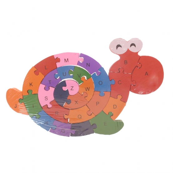 Vzdělávací drevené puzzle slimák