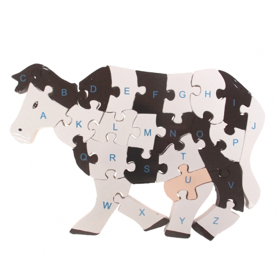 Vzdělávací drevené puzzle krava var.1