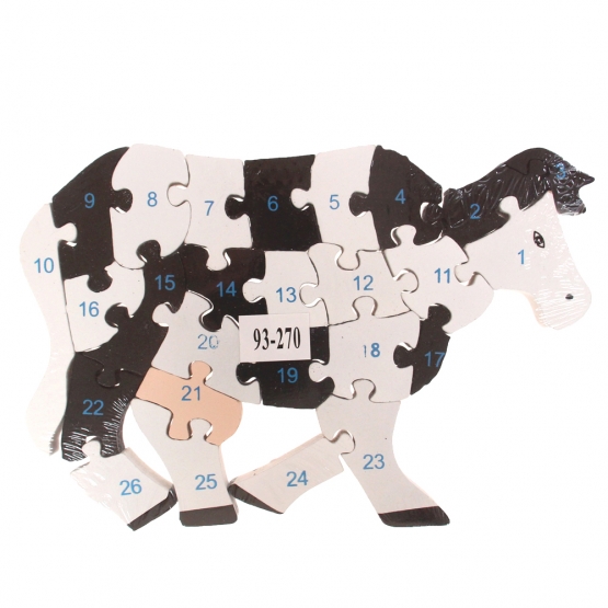 Vzdělávací drevené puzzle krava var.1