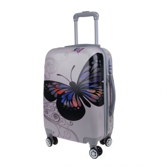 Sada 3 škrupinových kufrov (Silver Butterfly)