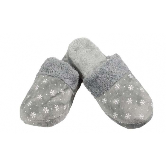 Papuče zateplené šedé s vločkami