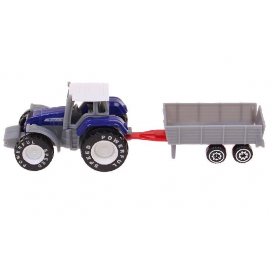 Traktor s návesom modrý