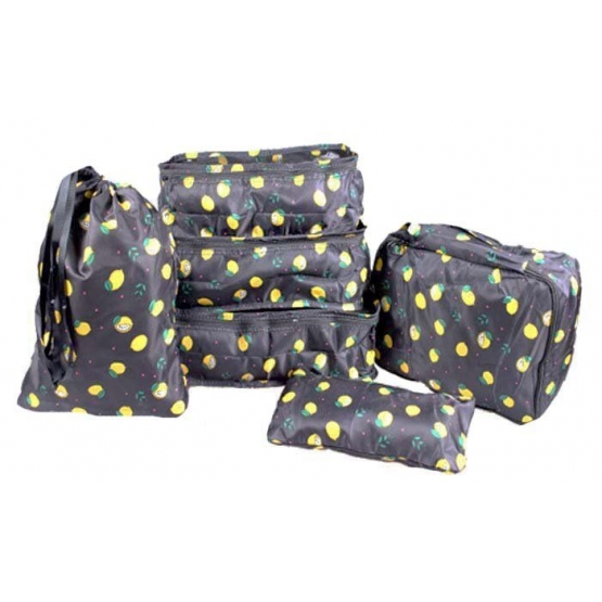 Cestovný organizér do kufra 6ks čierny s citróny