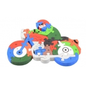 Vzdělávací drevené puzzle motorka